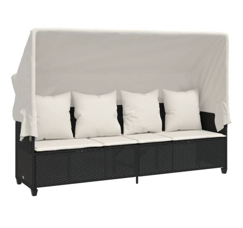 vidaXL Gartenliege, Sonnenliege mit Dach und Kissen Schwarz Poly Rattan vidaXL Gartenliege, Sonnenliege mit Dach und Kissen Schwarz Poly Rattan von vidaXL
