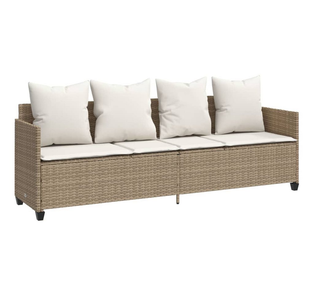 vidaXL Gartenliege, Sonnenliege mit Kissen Beige Poly Rattan vidaXL Gartenliege, Sonnenliege mit Kissen Beige Poly Rattan von vidaXL