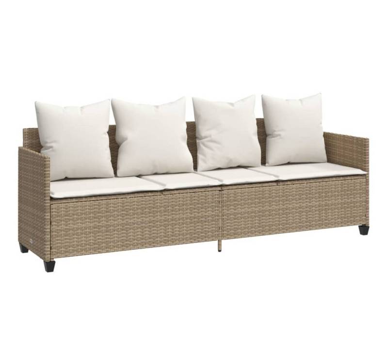 vidaXL Gartenliege, Sonnenliege mit Kissen Beige Poly Rattan vidaXL Gartenliege, Sonnenliege mit Kissen Beige Poly Rattan von vidaXL