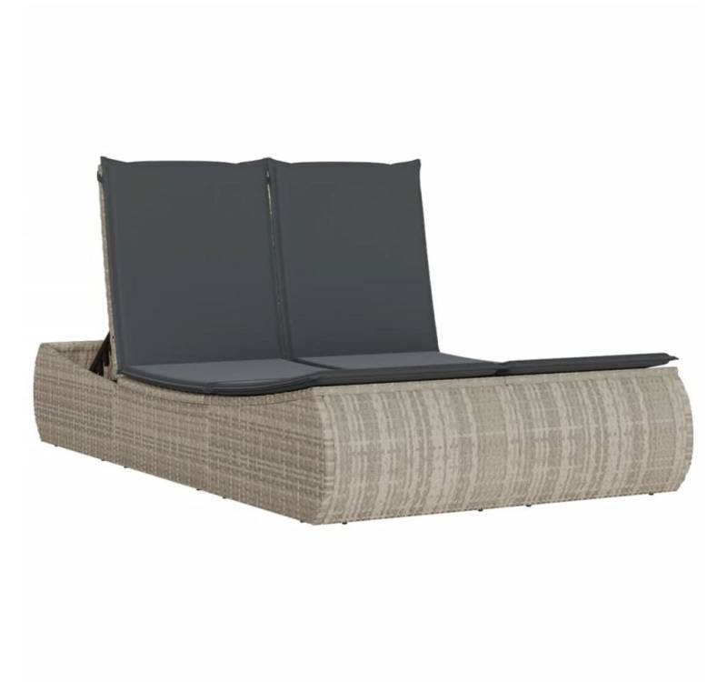vidaXL Gartenliege Doppel-Sonnenliege mit Kissen Hellgrau Poly Rattan, 1 St. vidaXL Gartenliege Doppel-Sonnenliege mit Kissen Hellgrau Poly Rattan, 1 St. von vidaXL