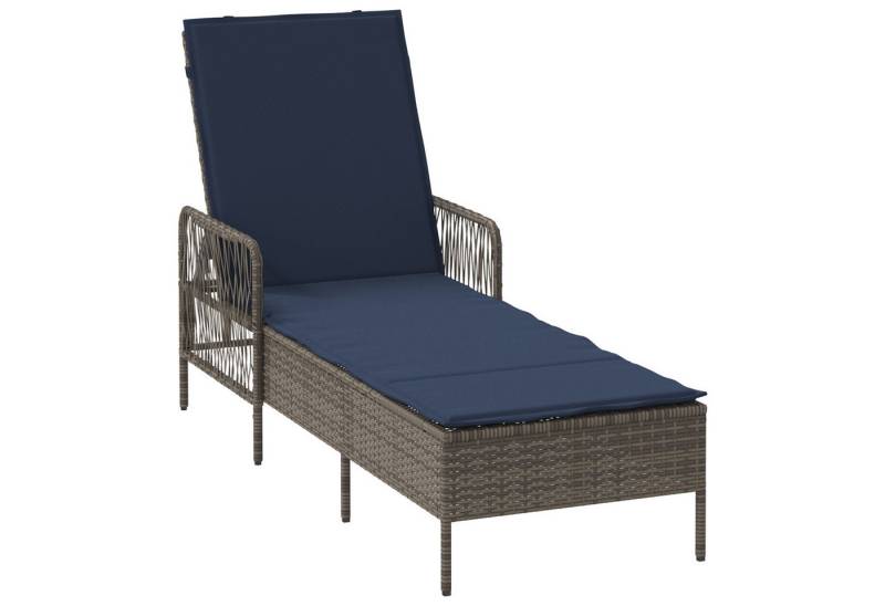 vidaXL Gartenliege Sonnenliege Grau PE Rattan 157 x 55 x 92 cm Faltbar Sonnenliege, 1 St. von vidaXL