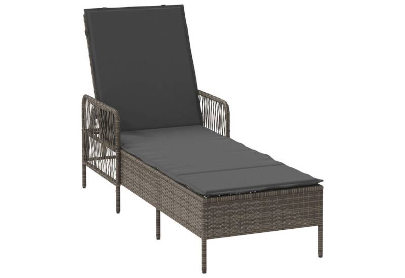 vidaXL Gartenliege Sonnenliege Grau und Dunkelgrau PE Rattan 157 x 55 x 92 cm, 1 St. von vidaXL