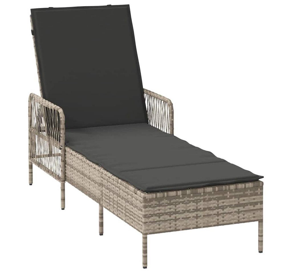 vidaXL Gartenliege Sonnenliege Hellgrau PE Rattan 157 x 55 x 92 cm Faltbar, 1 St. von vidaXL