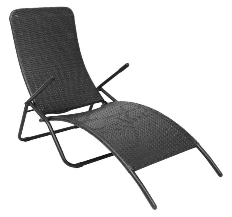 vidaXL Gartenliege Sonnenliege Klappbar Poly Rattan Schwarz, 1 St. von vidaXL