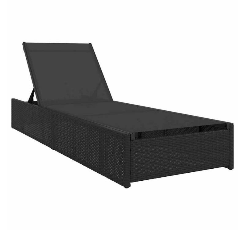 vidaXL Gartenliege Sonnenliege mit Kissen Schwarz 60 x 200 x 27cm Poly-Rattan, 1 St. von vidaXL