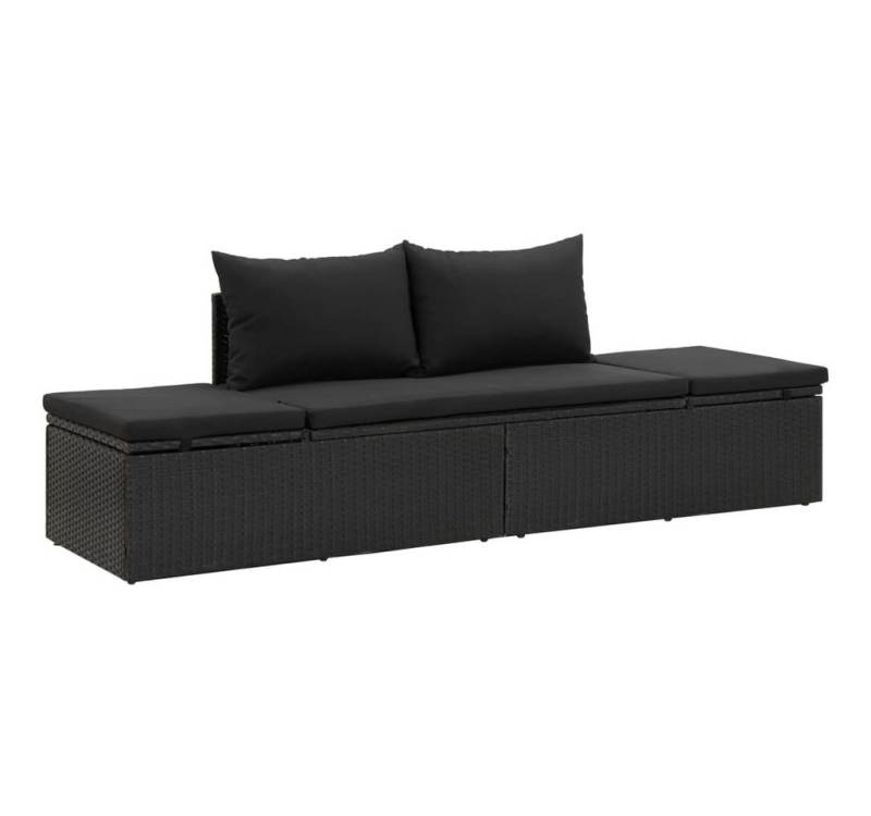 vidaXL Gartenliege Sonnenliege mit Auflage Polyrattan Schwarz Gartenliege von vidaXL