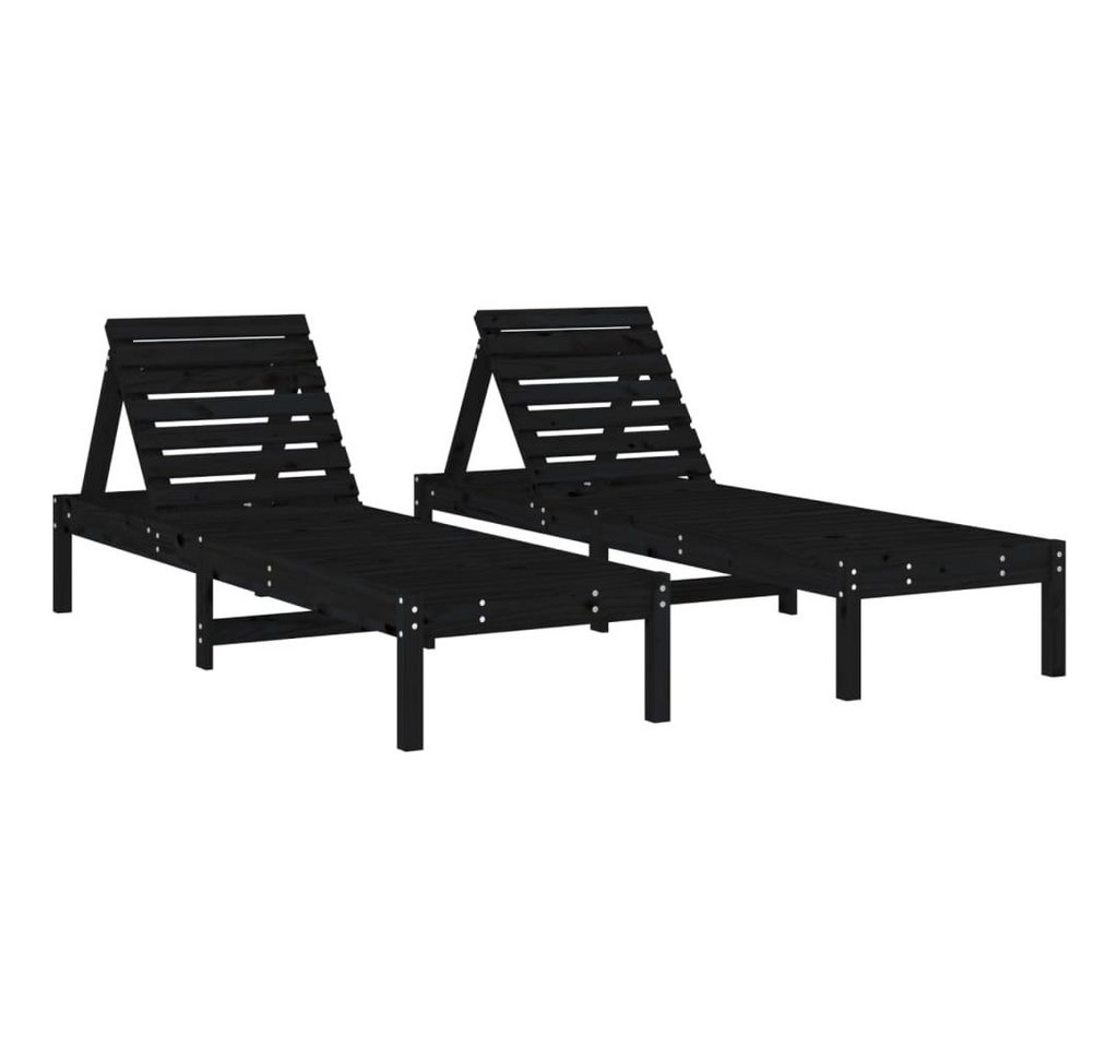 vidaXL Gartenliege Sonnenliegen 2 Stk. Schwarz 199,5x60x74 cm Massivholz Kiefer, 2 St. von vidaXL