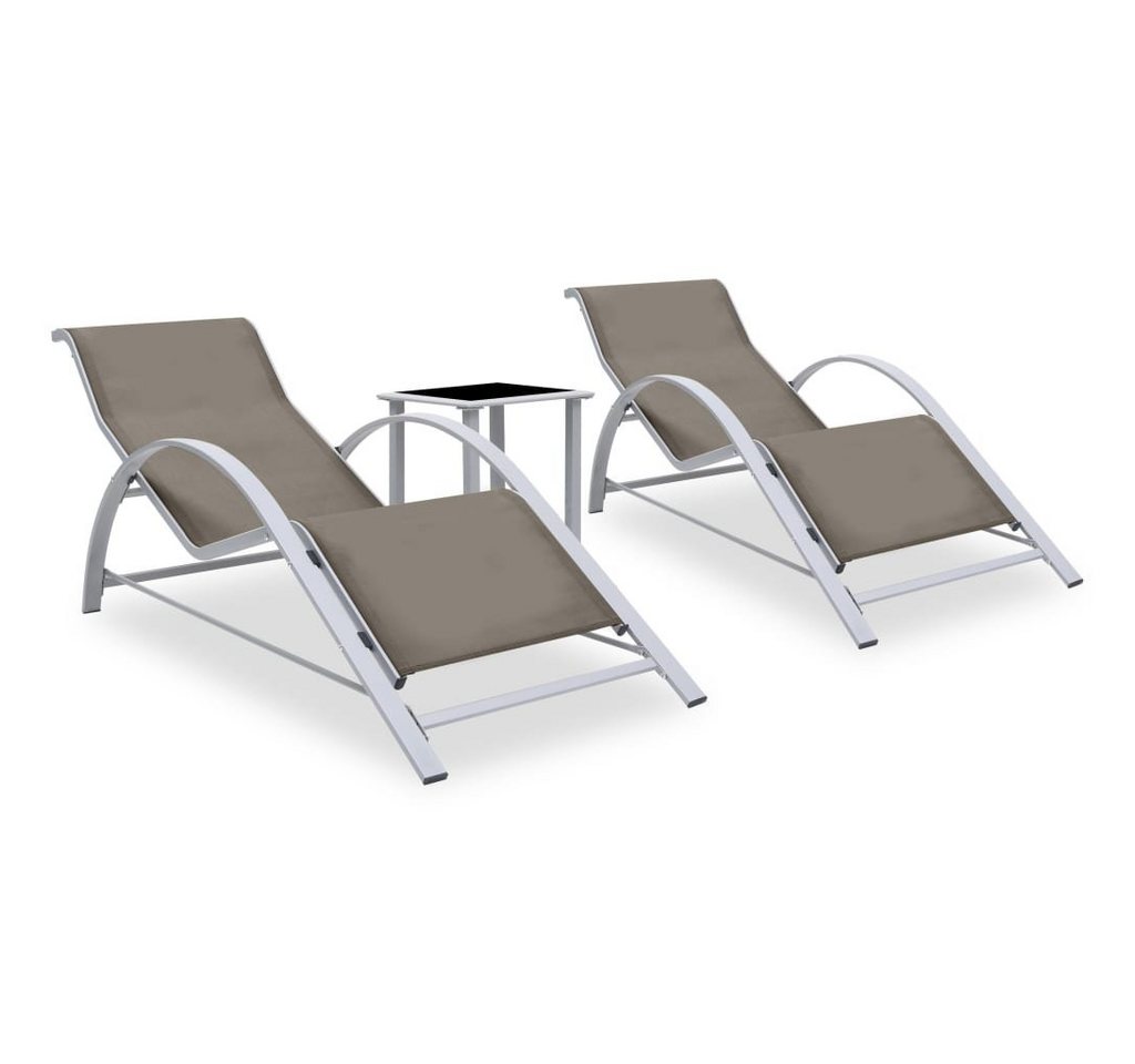 vidaXL Gartenliege Sonnenliegen 2 Stk. mit Tisch Aluminium Taupe von vidaXL