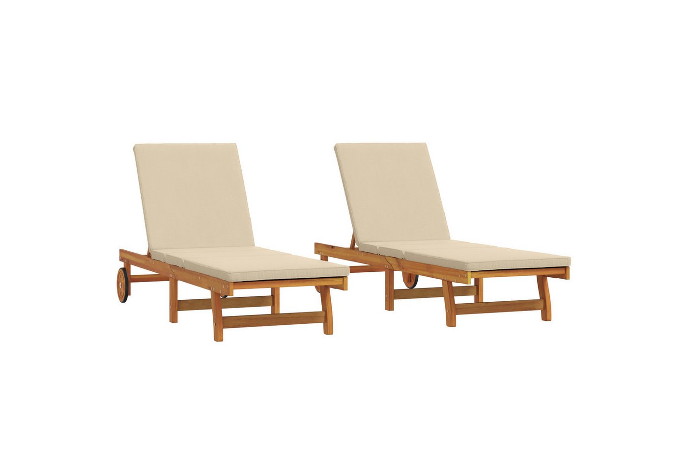 vidaXL Gartenliege Sonnenliegen 2 Stk. mit Rädern und Kissen Massivholz, 2 St. vidaXL Gartenliege Sonnenliegen 2 Stk. mit Rädern und Kissen Massivholz, 2 St. von vidaXL