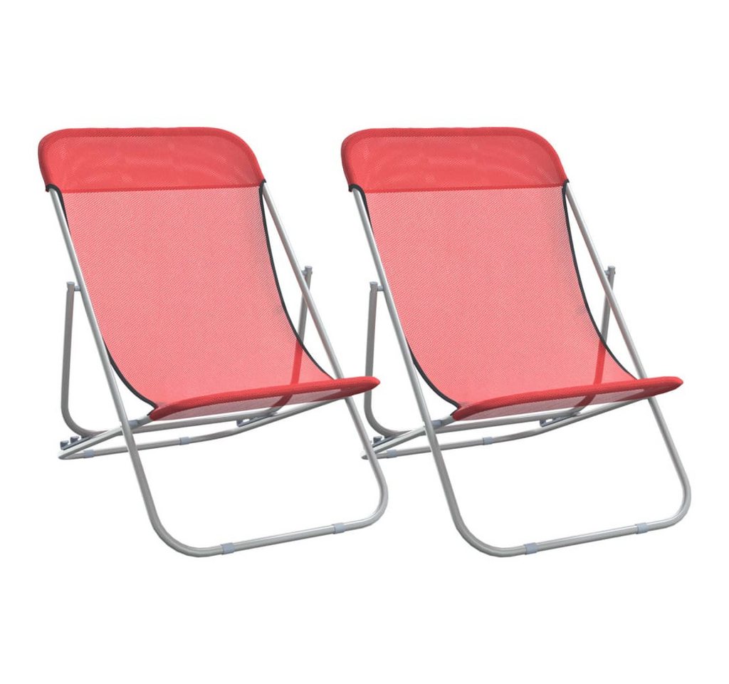 vidaXL Gartenliege Strandstühle 2 Stk. Rot Textilene & Pulverbeschichteter Stahl, 1 St. von vidaXL