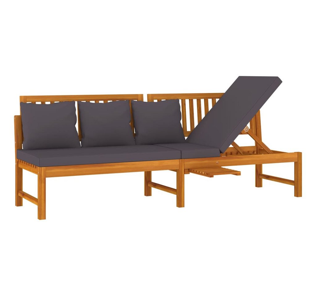 vidaXL Gartenliege Tagesbett mit Grauen Kissen 200x60x75 cm Massivholz von vidaXL