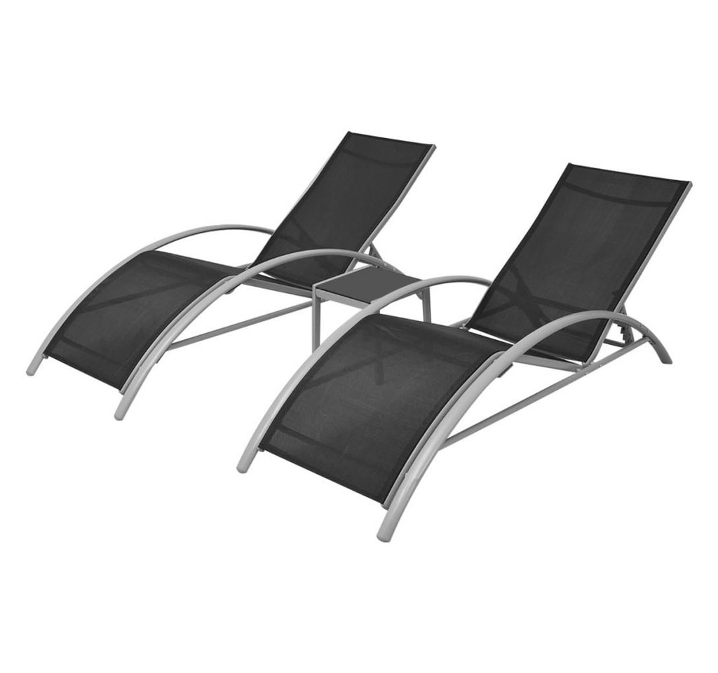 vidaXL Gartenliege Sonnenliegen mit Tisch Aluminium Schwarz von vidaXL