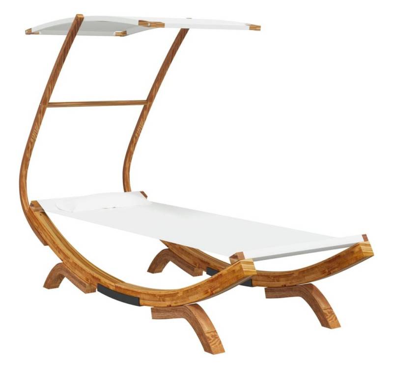 vidaXL Gartenliege, Sonnenliege mit Dach 100x190x134 cm Bugholz Massiv Creme von vidaXL