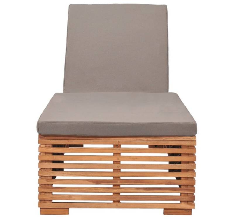 vidaXL Gartenliege, Sonnenliege mit Dunkelgrauem Kissen Teak Massivholz von vidaXL