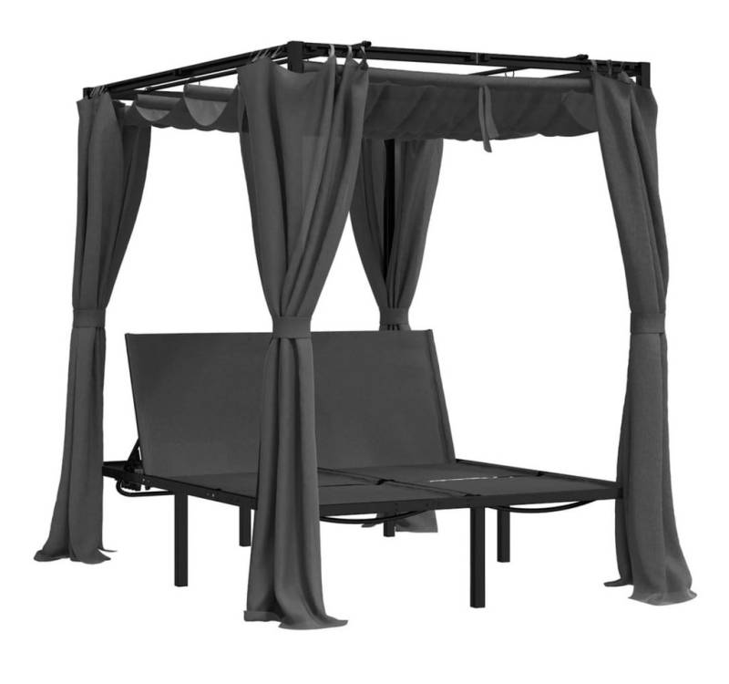vidaXL Gartenliege, Doppel-Sonnenliege mit Vorhängen und Baldachin Anthrazit von vidaXL