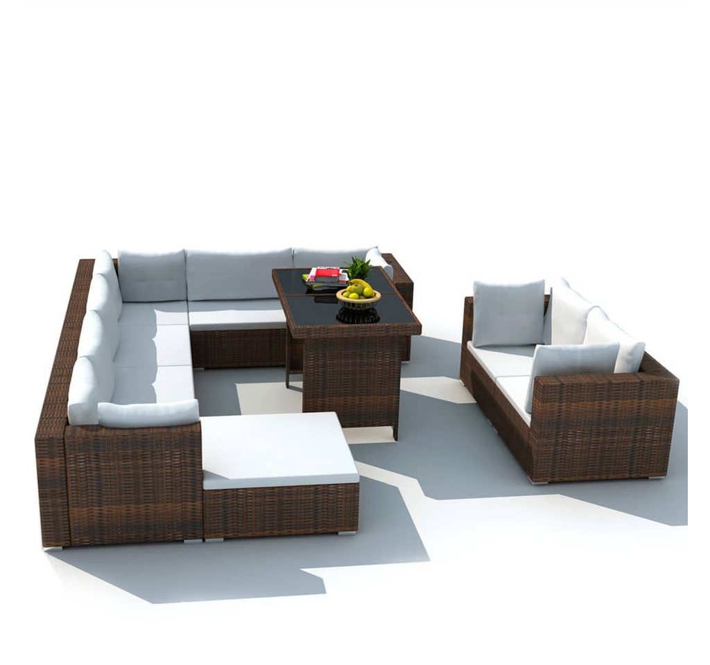 vidaXL Gartenlounge-Set, 10-tlg. Lounge Set mit Auflagen Poly Rattan Braun vidaXL Gartenlounge-Set, 10-tlg. Lounge Set mit Auflagen Poly Rattan Braun von vidaXL