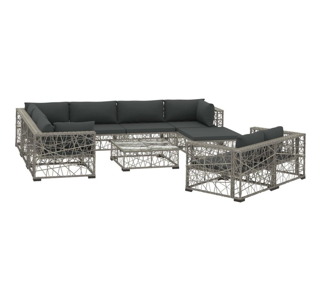 vidaXL Gartenlounge-Set, 10-tlg. Lounge Set mit Auflagen Poly Rattan Grau vidaXL Gartenlounge-Set, 10-tlg. Lounge Set mit Auflagen Poly Rattan Grau von vidaXL