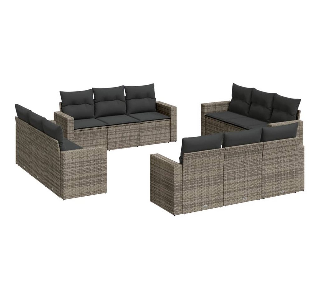 vidaXL Gartenlounge-Set, 12-tlg. Garten-Sofagarnitur mit Kissen Grau Poly Rattan vidaXL Gartenlounge-Set, 12-tlg. Garten-Sofagarnitur mit Kissen Grau Poly Rattan von vidaXL