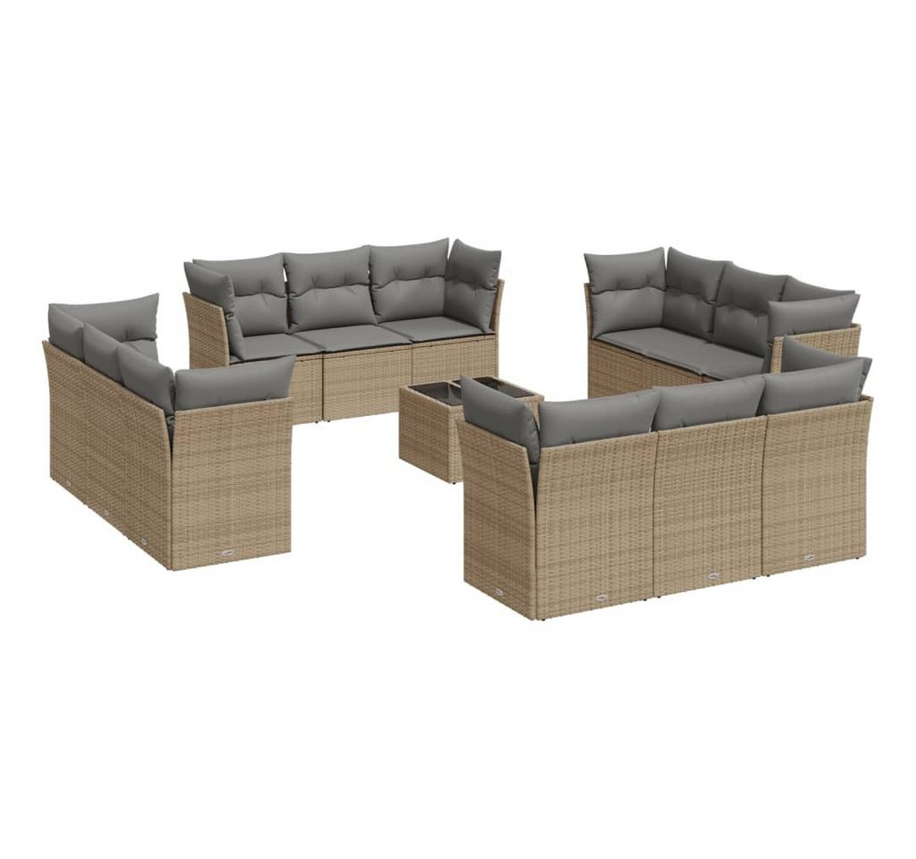 vidaXL Gartenlounge-Set, 13-tlg. Garten-Sofagarnitur mit Kissen Beige Poly Rattan vidaXL Gartenlounge-Set, 13-tlg. Garten-Sofagarnitur mit Kissen Beige Poly Rattan von vidaXL