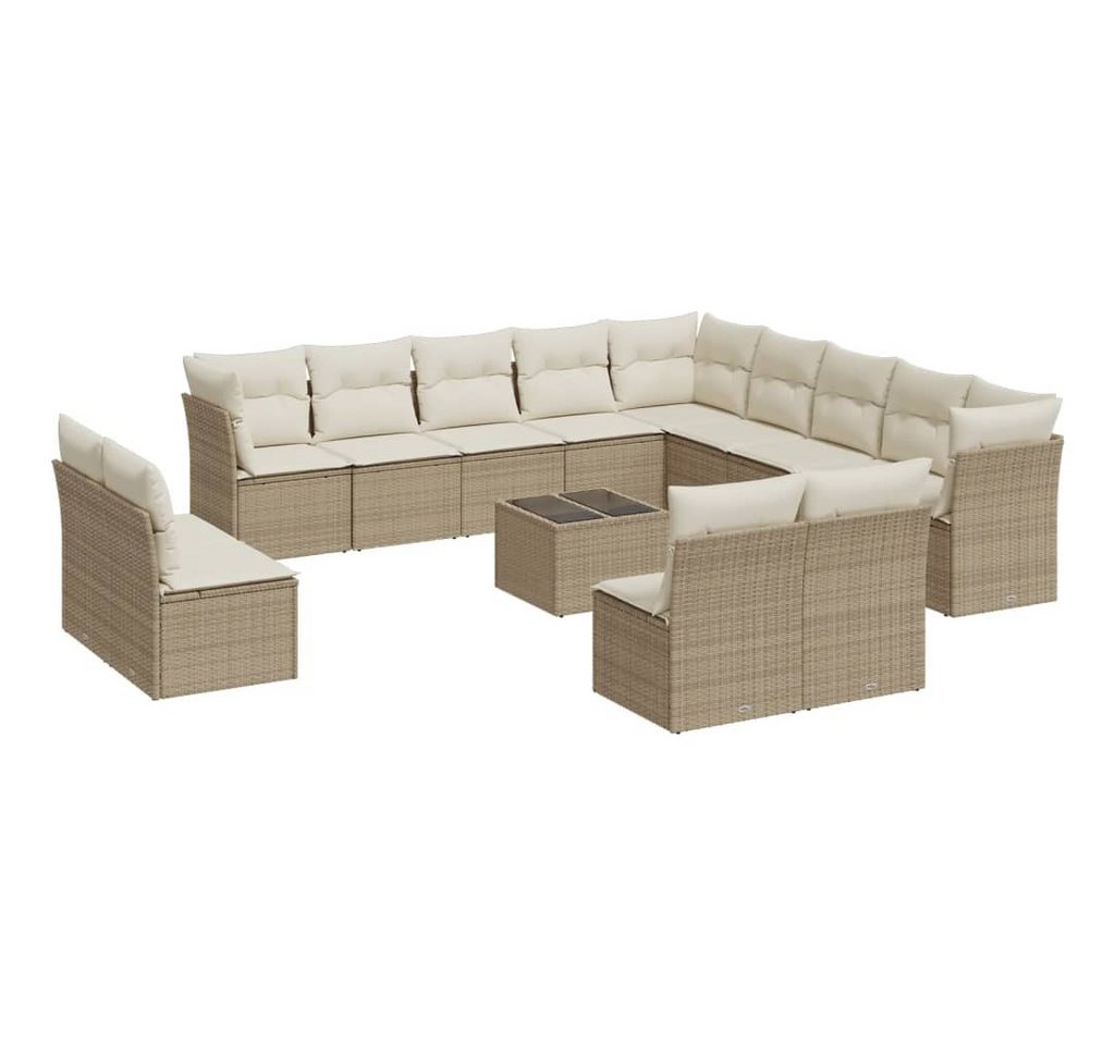 vidaXL Gartenlounge-Set, 14-tlg. Garten-Sofagarnitur mit Kissen Beige Poly Rattan vidaXL Gartenlounge-Set, 14-tlg. Garten-Sofagarnitur mit Kissen Beige Poly Rattan von vidaXL
