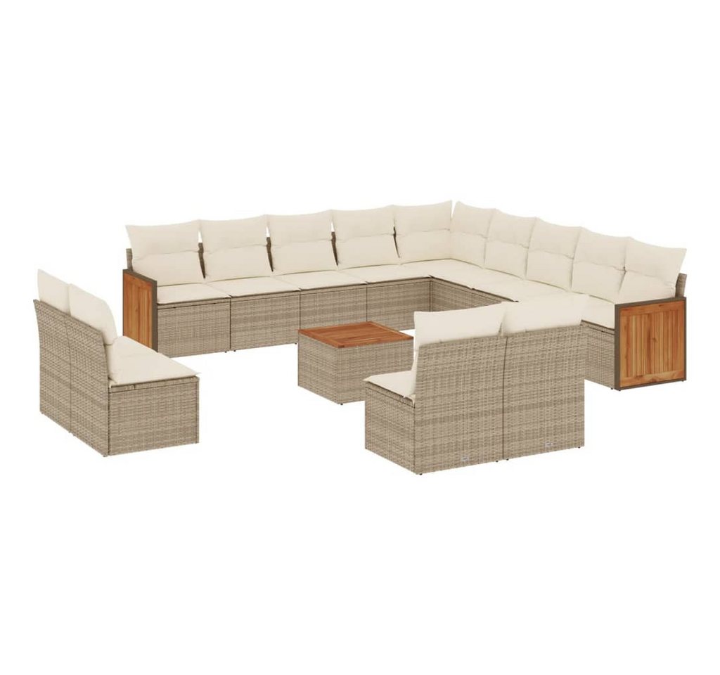 vidaXL Gartenlounge-Set, 14-tlg. Garten-Sofagarnitur mit Kissen Beige Poly Rattan vidaXL Gartenlounge-Set, 14-tlg. Garten-Sofagarnitur mit Kissen Beige Poly Rattan von vidaXL