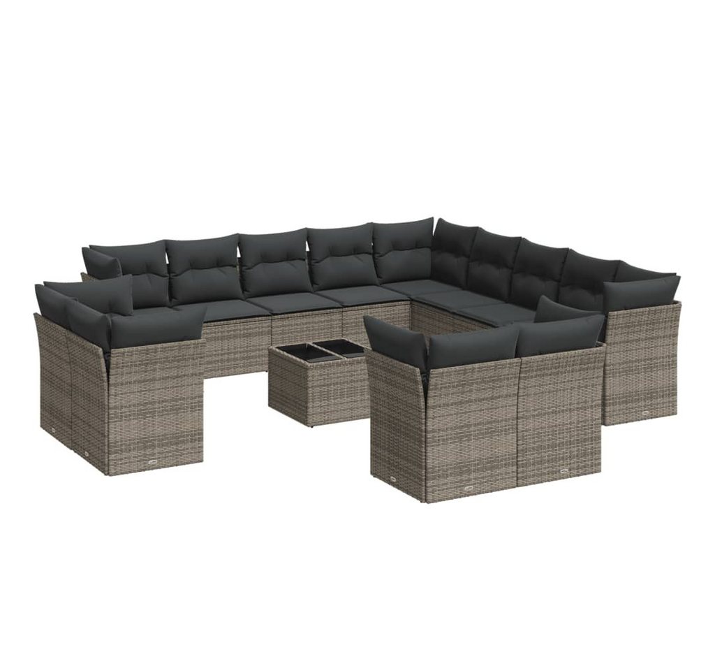 vidaXL Gartenlounge-Set, 14-tlg. Garten-Sofagarnitur mit Kissen Grau Poly Rattan vidaXL Gartenlounge-Set, 14-tlg. Garten-Sofagarnitur mit Kissen Grau Poly Rattan von vidaXL