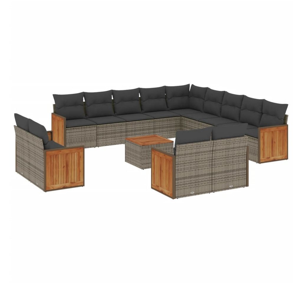 vidaXL Gartenlounge-Set, 14-tlg. Garten-Sofagarnitur mit Kissen Grau Poly Rattan vidaXL Gartenlounge-Set, 14-tlg. Garten-Sofagarnitur mit Kissen Grau Poly Rattan von vidaXL