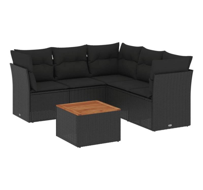 vidaXL Gartenlounge-Set, 6-tlg. Garten-Sofagarnitur mit Kissen Schwarz Poly Rattan von vidaXL