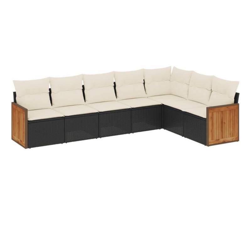 vidaXL Gartenlounge-Set, 7-tlg. Garten-Sofagarnitur mit Kissen Schwarz Poly Rattan von vidaXL