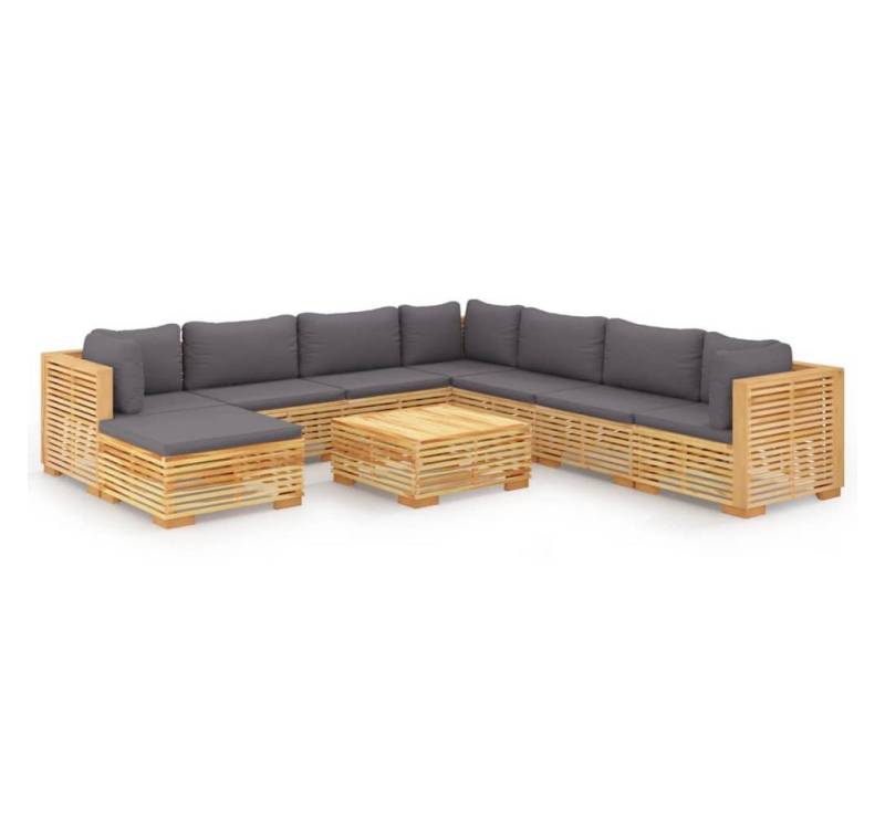 vidaXL Gartenlounge-Set, 9-tlg. Lounge Set mit Kissen Massivholz Teak von vidaXL