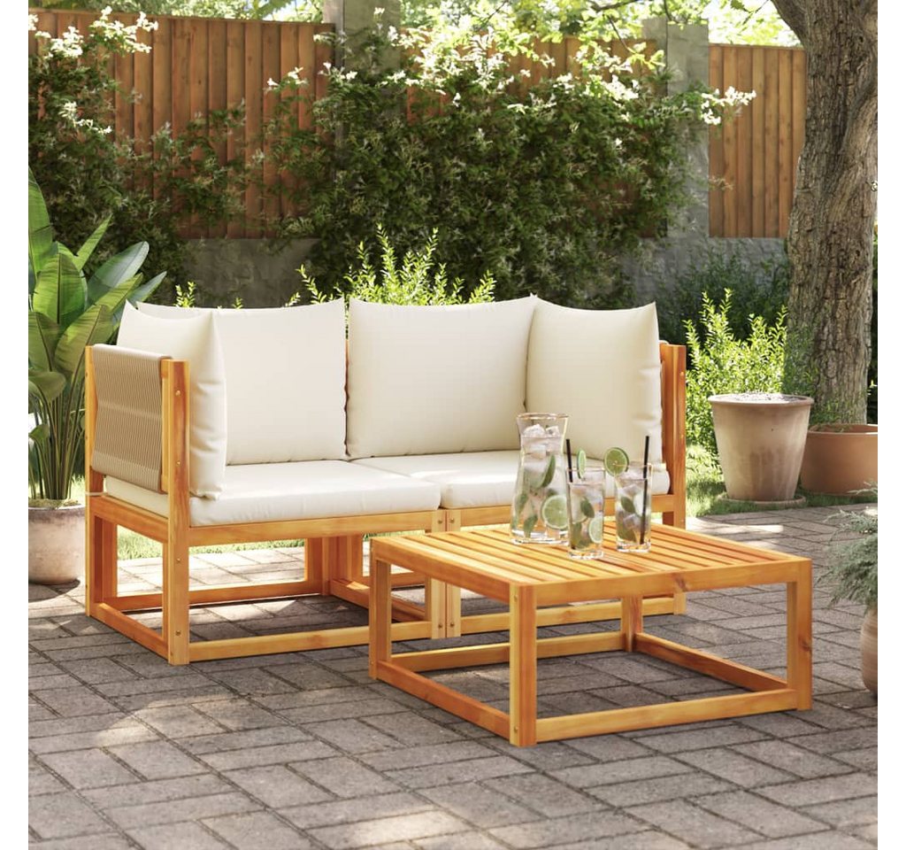 vidaXL Gartenlounge-Set, Garten-Ecksofas mit Kissen 2 Stk. Massivholz Akazie von vidaXL