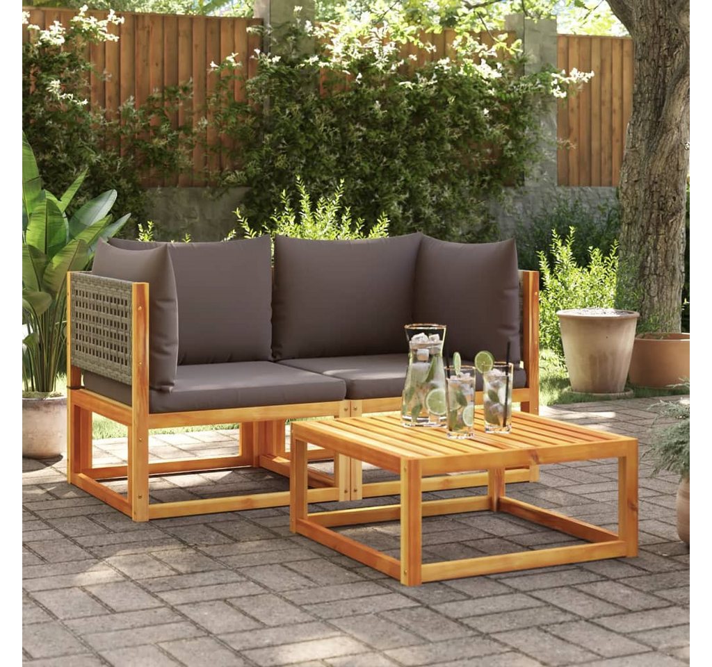 vidaXL Gartenlounge-Set, Garten-Ecksofas mit Kissen 2 Stk. Massivholz Akazie von vidaXL