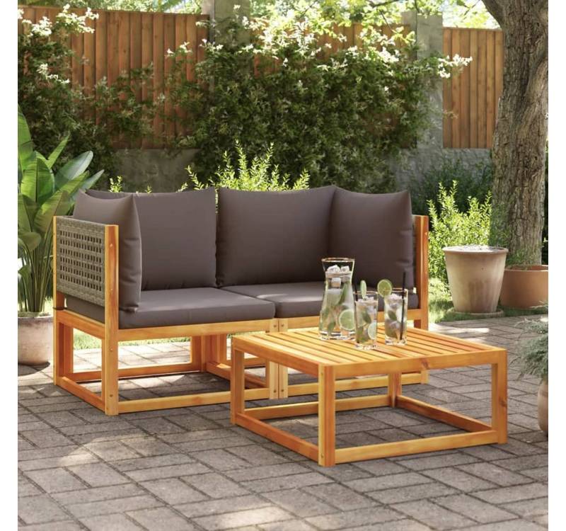 vidaXL Gartenlounge-Set, Garten-Ecksofas mit Kissen 2 Stk. Massivholz Akazie von vidaXL