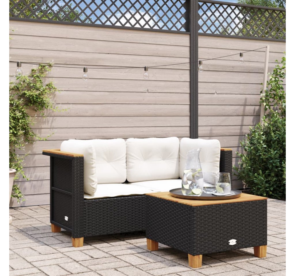 vidaXL Gartenlounge-Set, Garten-Ecksofas mit Kissen 2 Stk. Schwarz Poly Rattan von vidaXL