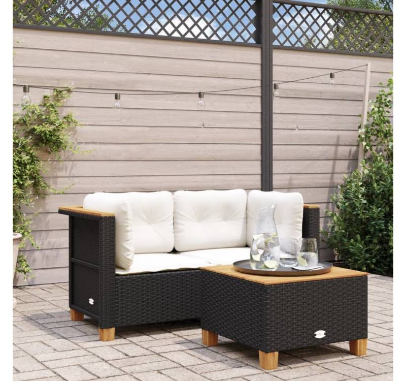 vidaXL Gartenlounge-Set, Garten-Ecksofas mit Kissen 2 Stk. Schwarz Poly Rattan von vidaXL