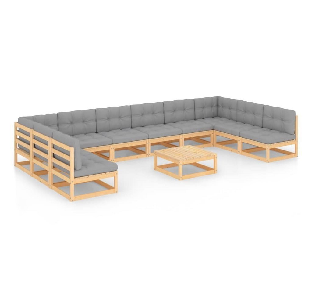 vidaXL Gartenlounge-Set 11-tlg. Garten-Lounge-Set mit Kissen Kiefer Massivholz, (1-tlg) von vidaXL