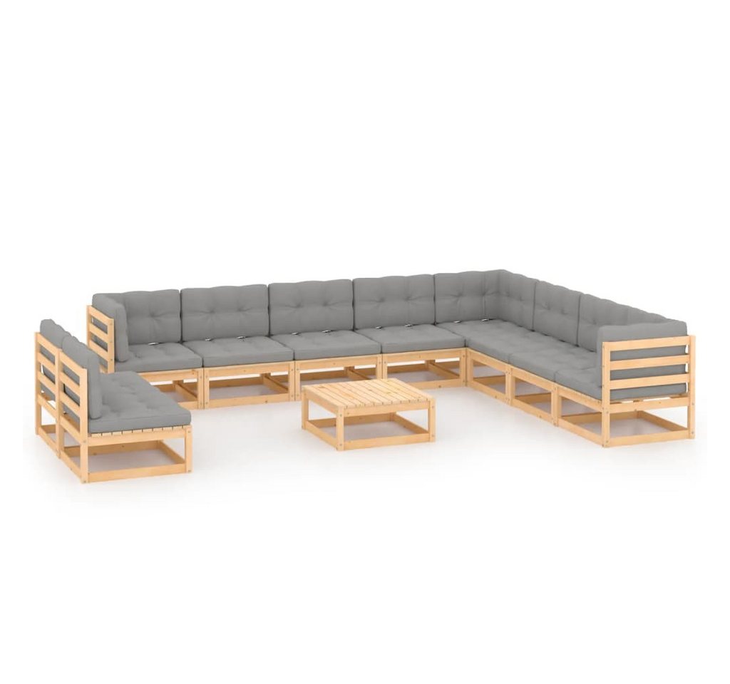 vidaXL Gartenlounge-Set 11-tlg. Garten-Lounge-Set mit Kissen Kiefer Massivholz, (1-tlg) von vidaXL