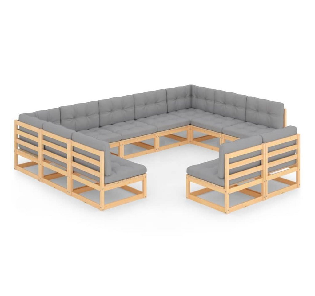 vidaXL Gartenlounge-Set 11-tlg. Garten-Lounge-Set mit Kissen Kiefer Massivholz, (1-tlg) von vidaXL