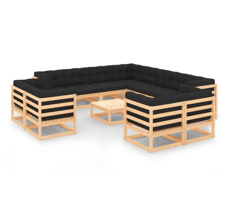 vidaXL Gartenlounge-Set 12-tlg. Garten-Lounge-Set mit Kissen Massivholz Kiefer, (1-tlg) von vidaXL