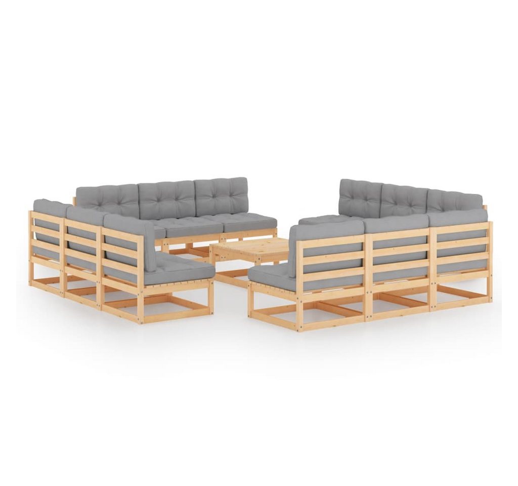 vidaXL Gartenlounge-Set 13-tlg. Garten-Lounge-Set mit Kissen Kiefer Massivholz, (1-tlg) von vidaXL