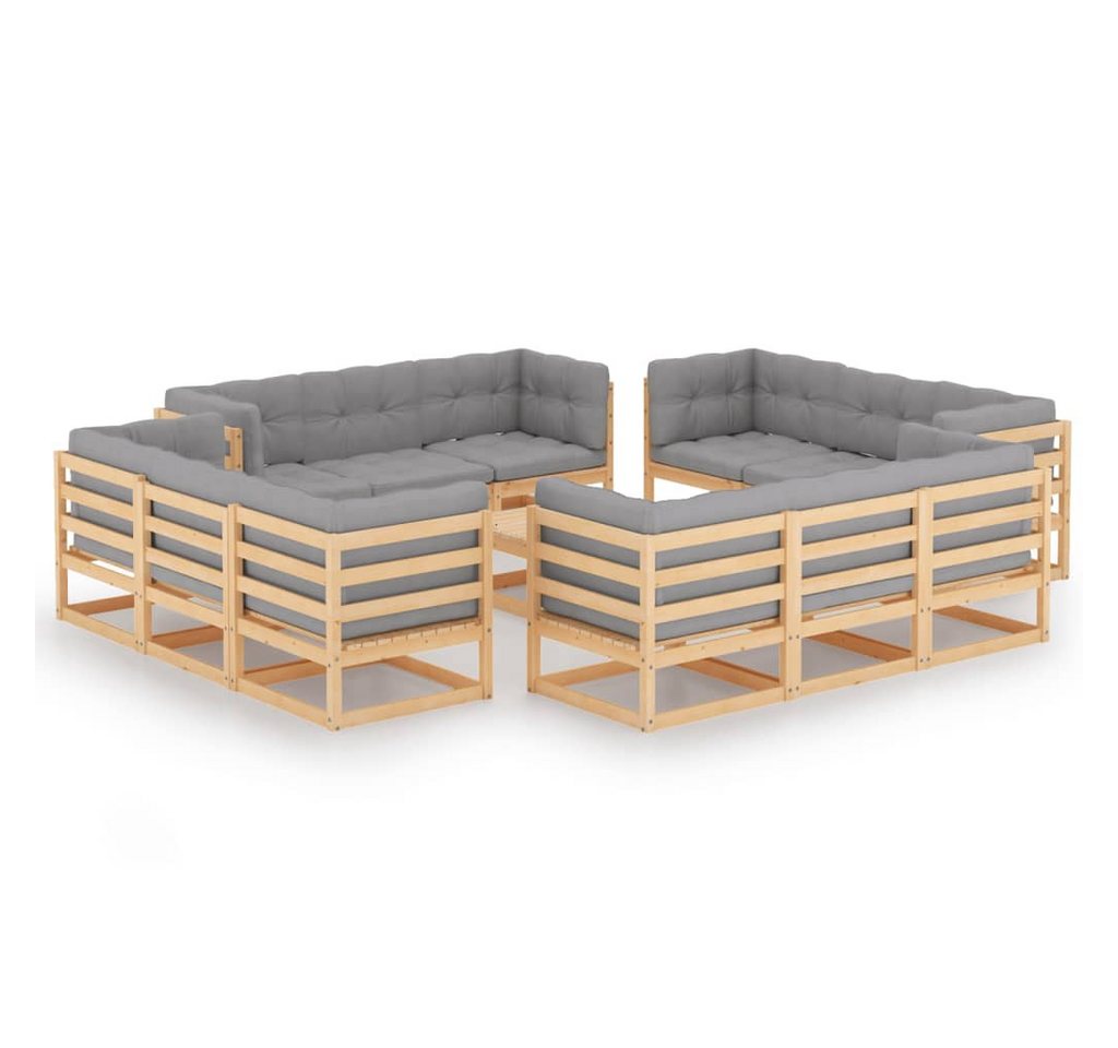 vidaXL Gartenlounge-Set 13-tlg. Garten-Lounge-Set mit Kissen Kiefer Massivholz, (1-tlg) von vidaXL