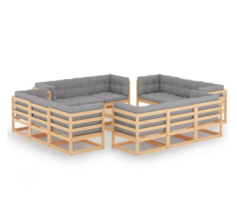 vidaXL Gartenlounge-Set 13-tlg. Garten-Lounge-Set mit Kissen Kiefer Massivholz, (1-tlg) von vidaXL