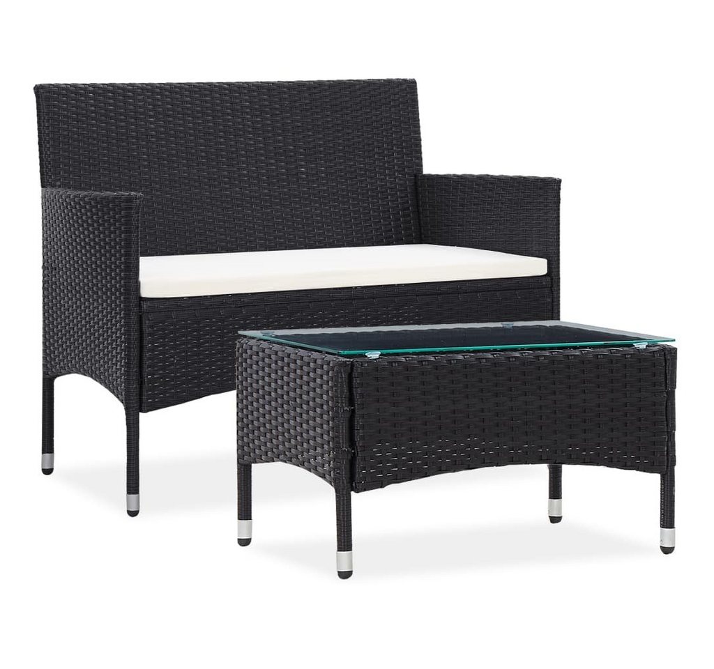 vidaXL Gartenlounge-Set 2-tlg. Garten-Lounge-Set mit Auflage Poly Rattan Schwarz, (1-tlg) von vidaXL