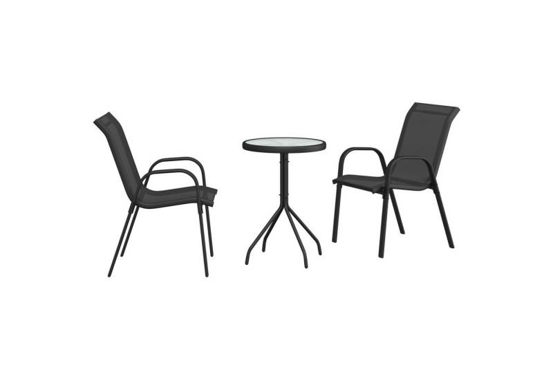 vidaXL Gartenlounge-Set 3-teiliges Garten Bistro Set Schwarz Textilene und Stahl, (3-tlg) von vidaXL