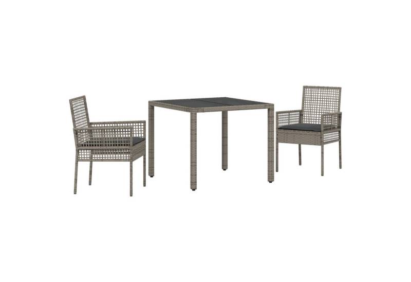 vidaXL Gartenlounge-Set Garten Essgruppe 3 pcs Grau 90 x 90 x 75 cm Poly-Rattan, (3-tlg) von vidaXL