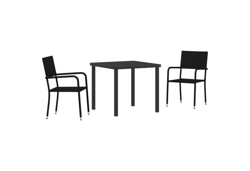 vidaXL Gartenlounge-Set 3-teiliges Garten-Ess-Set Schwarz Poly-Rattan, (3-tlg) von vidaXL