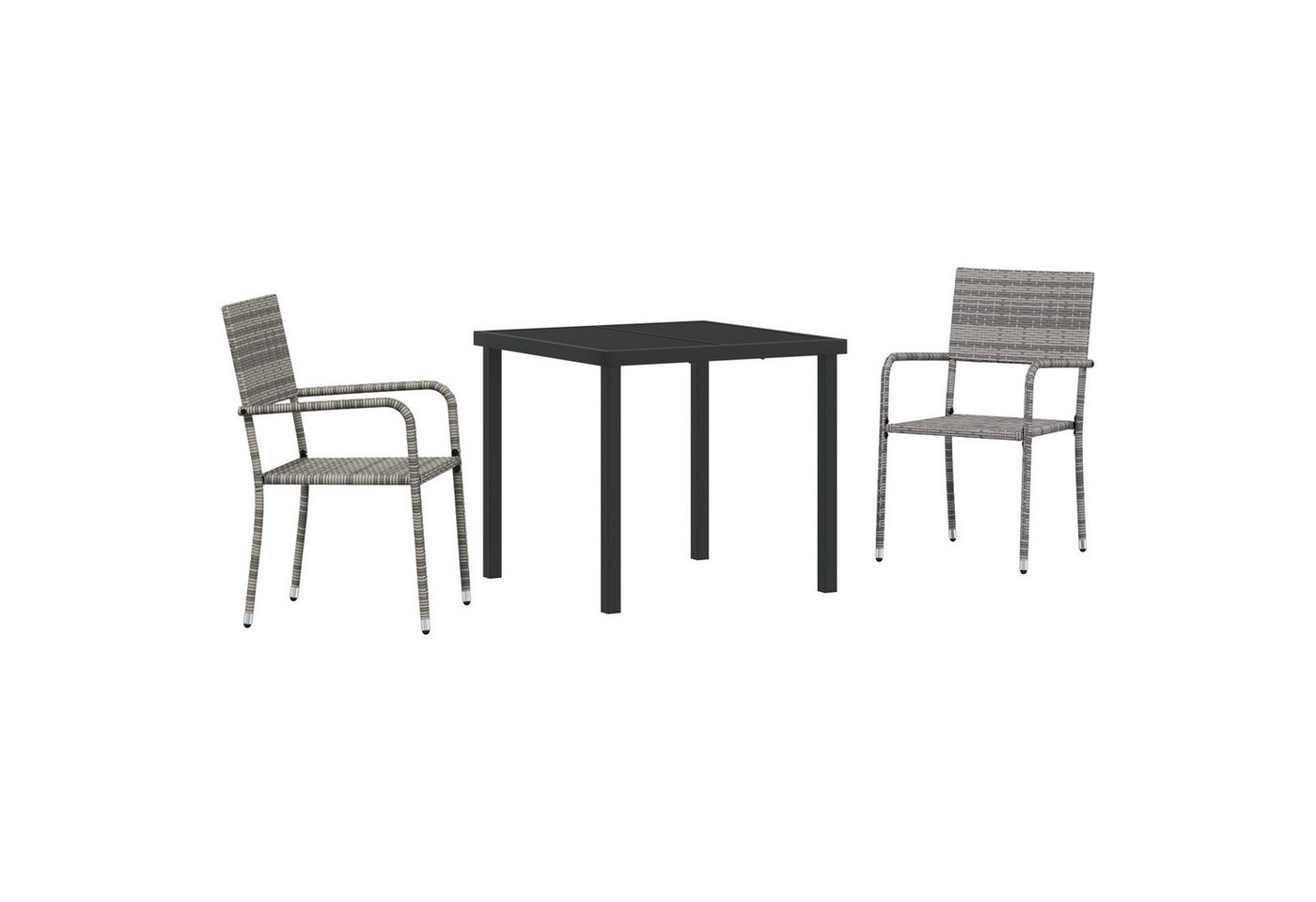 vidaXL Gartenlounge-Set 3-teiliges Garten-Essset Grau Poly-Rattan, (3-tlg) von vidaXL