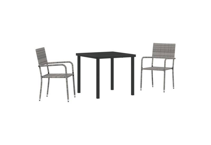 vidaXL Gartenlounge-Set 3-teiliges Garten Essset Grau Poly Rattan, (3-tlg) von vidaXL