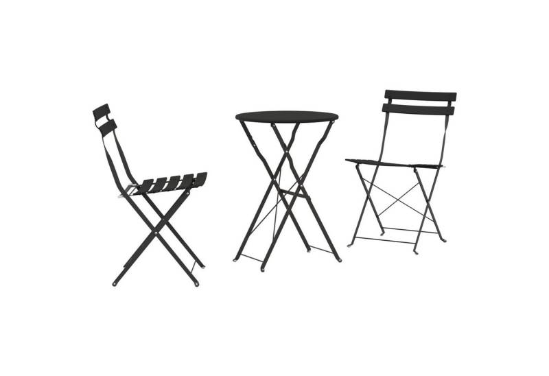 vidaXL Gartenlounge-Set 3-tlg. Bistro-Set Klappbar Anthrazit Stahl, (1-tlg) von vidaXL