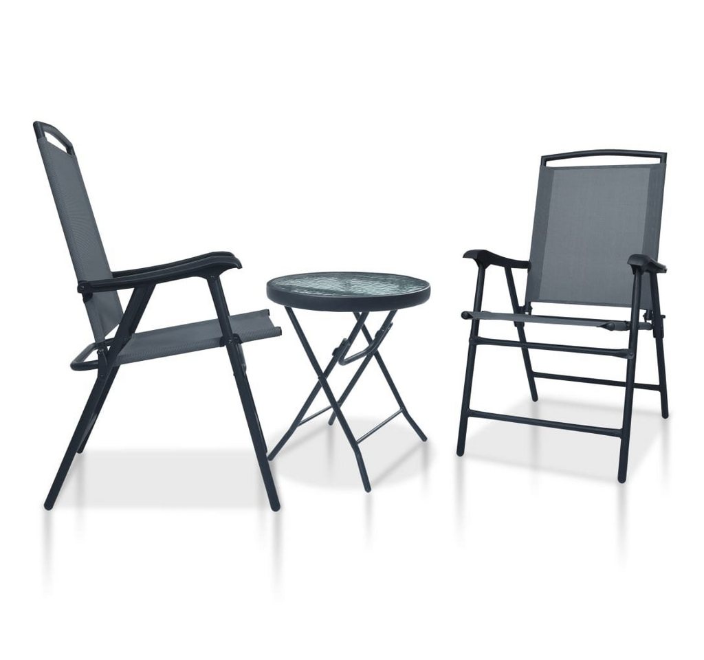 vidaXL Gartenlounge-Set 3-tlg. Bistro-Set Grau Stahl, (3-tlg) von vidaXL